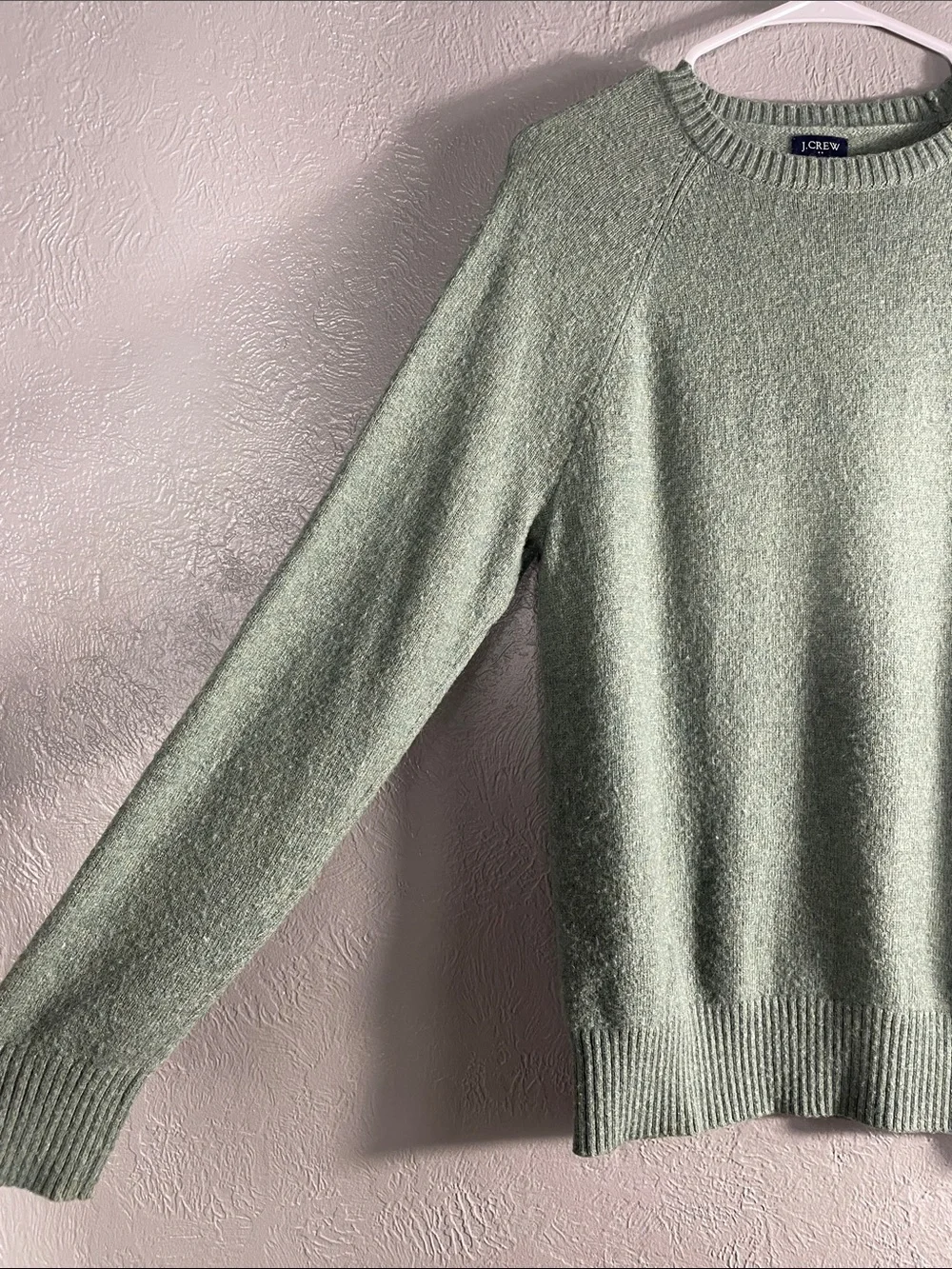 J Crew Sweater Mens M Sage Green Lambswool Blend Crewneck Pullover Knit